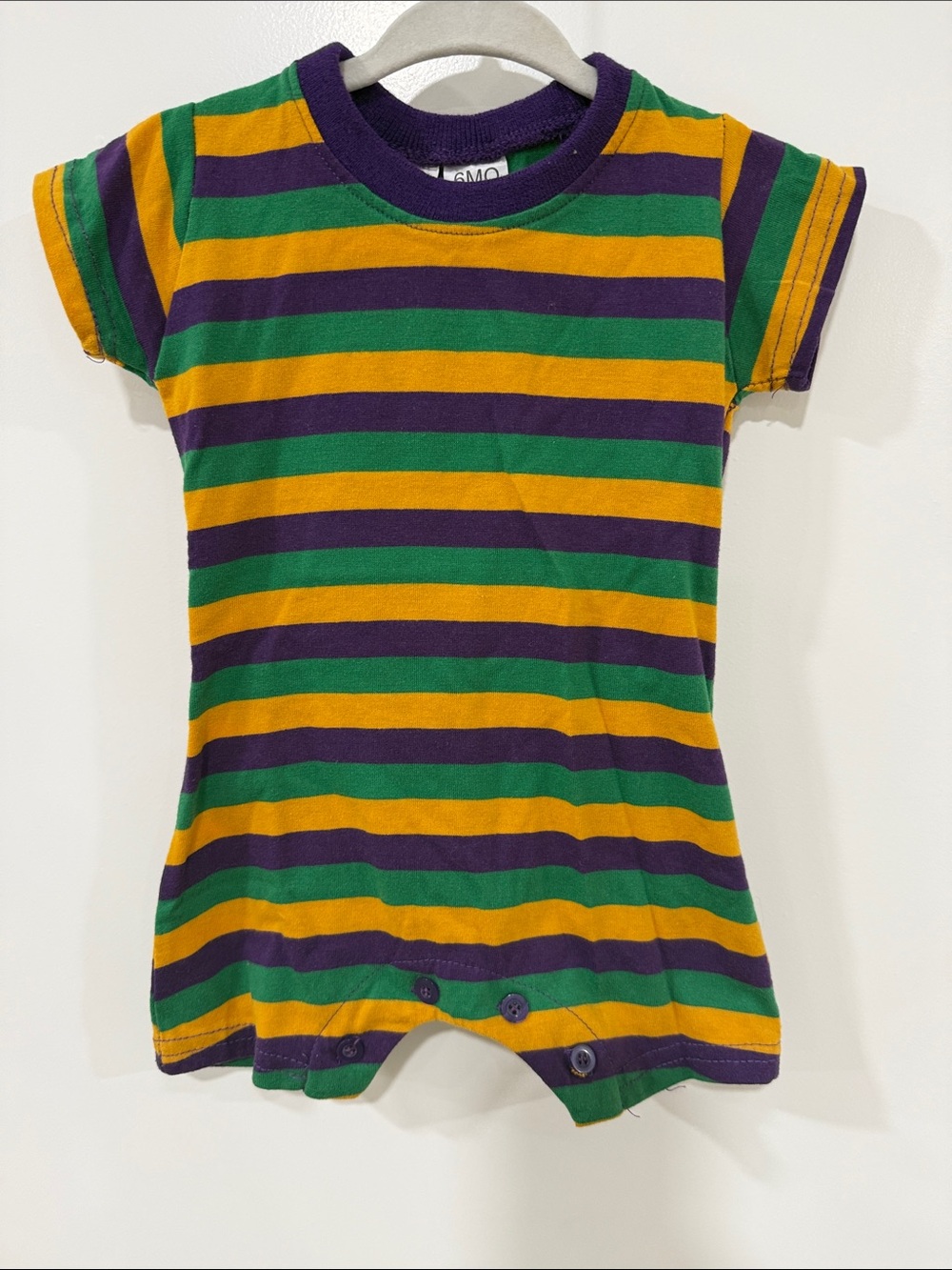 Mardi Gras Baby Short Sleeve Romper 6M